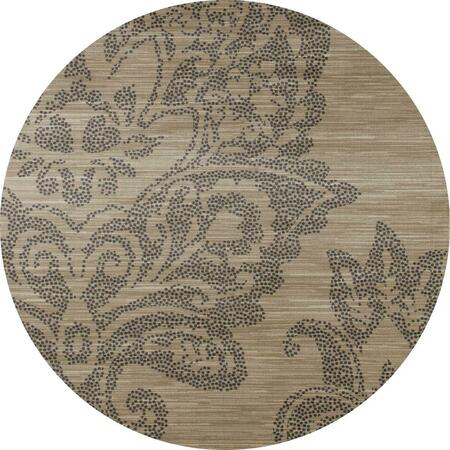 ART CARPET 5 Ft. Bastille Collection Large Damask Border Woven Round Area Rug, Beige 841864107750